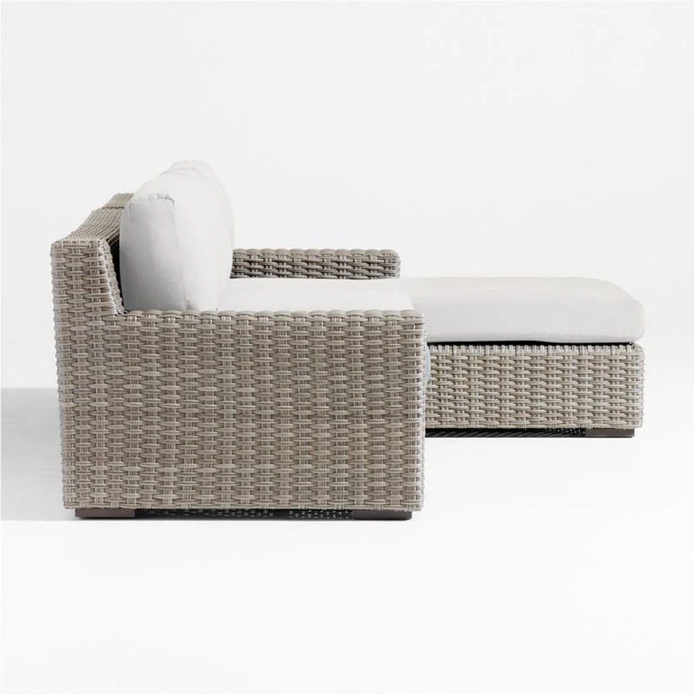 Abaco Resin Wicker -Piece Right-Arm Chaise Outdoor Sectional Sofa with Natural Sunbrella ® Cushions