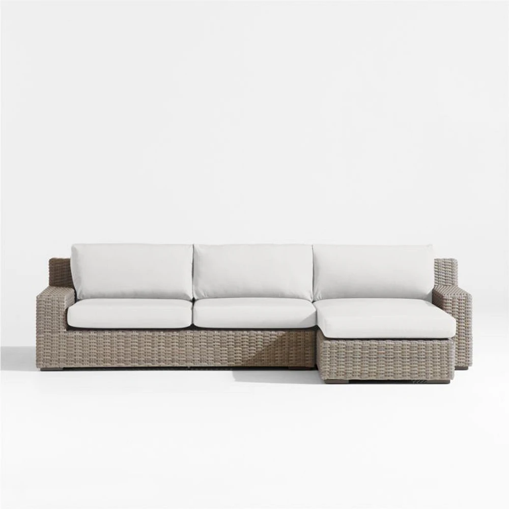 Abaco Resin Wicker -Piece Right-Arm Chaise Outdoor Sectional Sofa with Natural Sunbrella ® Cushions