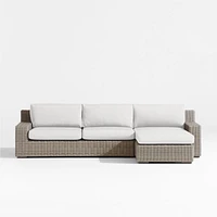 Abaco Resin Wicker -Piece Right-Arm Chaise Outdoor Sectional Sofa with Natural Sunbrella ® Cushions