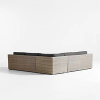 Abaco Resin Wicker -Piece L-Shaped Outdoor Sectional Sofa with Charcoal Sunbrella ® Cushions