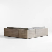 Abaco Resin Wicker -Piece L-Shaped Outdoor Sectional Sofa with Graphite Sunbrella ® Cushions