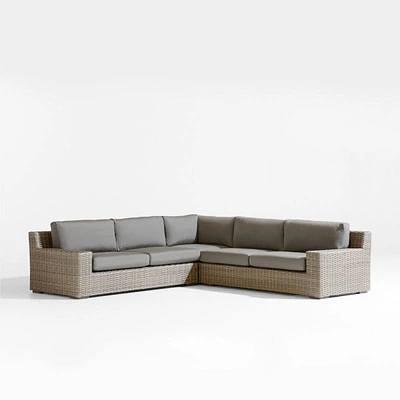 Abaco Resin Wicker -Piece L-Shaped Outdoor Sectional Sofa with Graphite Sunbrella ® Cushions
