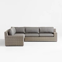 Abaco Resin Wicker -Piece L-Shaped Outdoor Sectional Sofa with Graphite Sunbrella ® Cushions