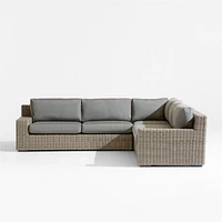 Abaco Resin Wicker -Piece L-Shaped Outdoor Sectional Sofa with Graphite Sunbrella ® Cushions