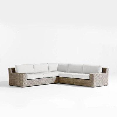 Abaco Resin Wicker -Piece L-Shaped Outdoor Sectional Sofa with Natural Sunbrella ® Cushions