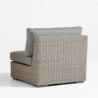 Abaco Grey Resin Wicker Outdoor Armless Chair with Graphite Sunbrella ® Cushion