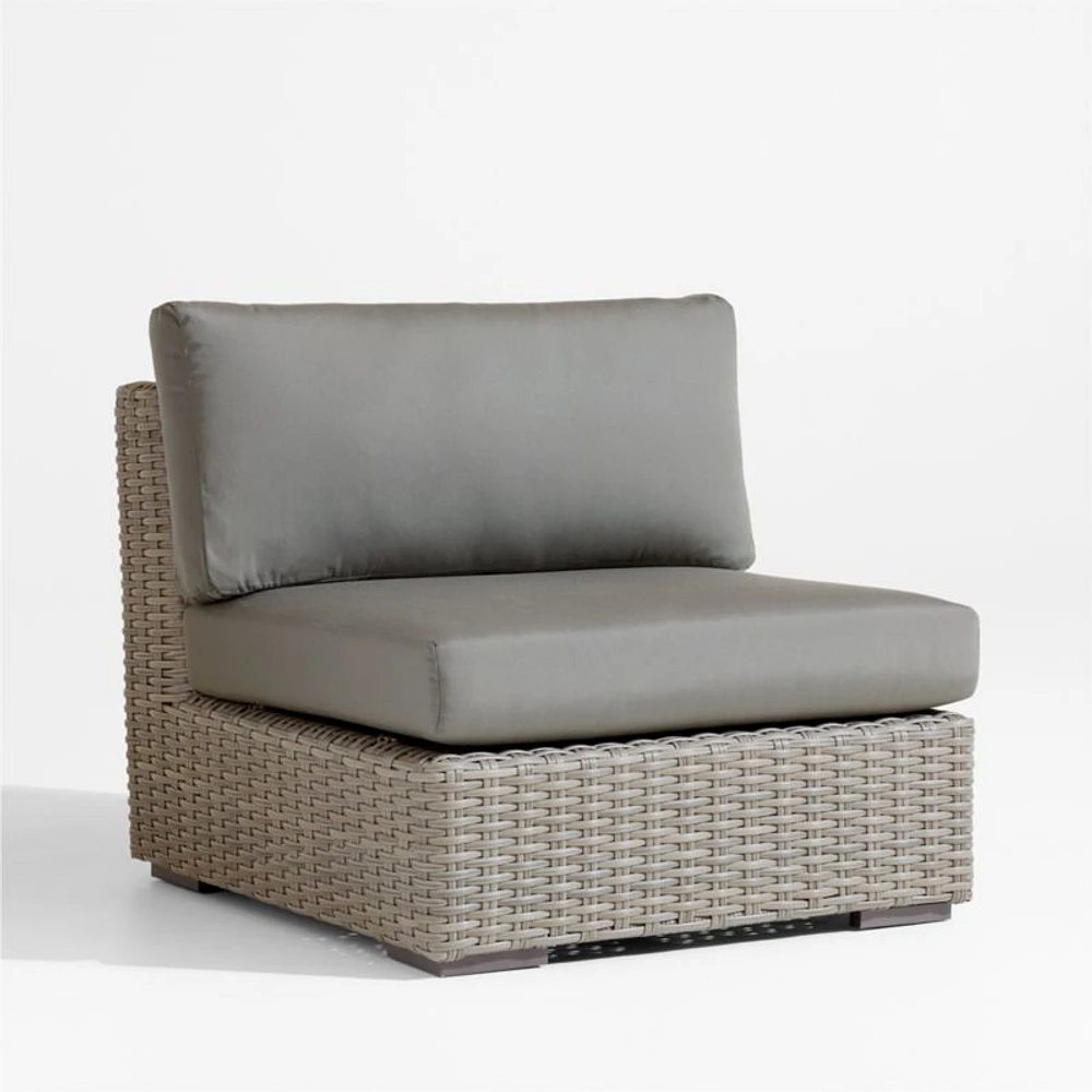 Abaco Grey Resin Wicker Outdoor Armless Chair with Graphite Sunbrella ® Cushion