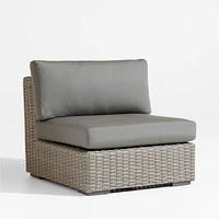 Abaco Grey Resin Wicker Outdoor Armless Chair with Graphite Sunbrella ® Cushion