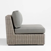 Abaco Grey Resin Wicker Outdoor Armless Chair with Graphite Sunbrella ® Cushion