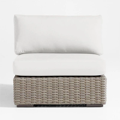 Abaco Resin Wicker Outdoor Armless Chair with Natural Sunbrella ® Cushion