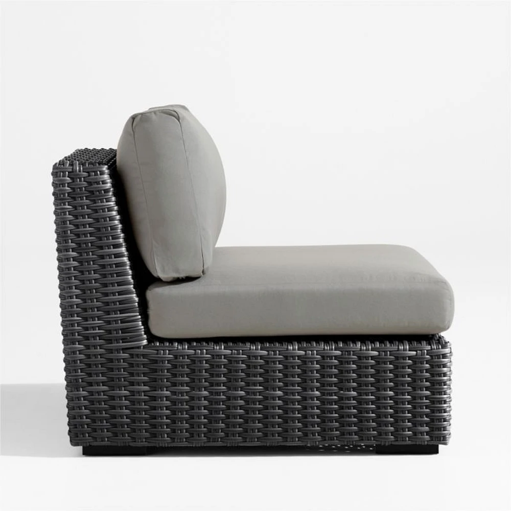 Abaco Resin Wicker Charcoal Grey Outdoor Armless Chair with Graphite Sunbrella ® Cushion