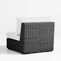 Abaco Resin Wicker Charcoal Grey Outdoor Armless Chair with Natural Sunbrella ® Cushion