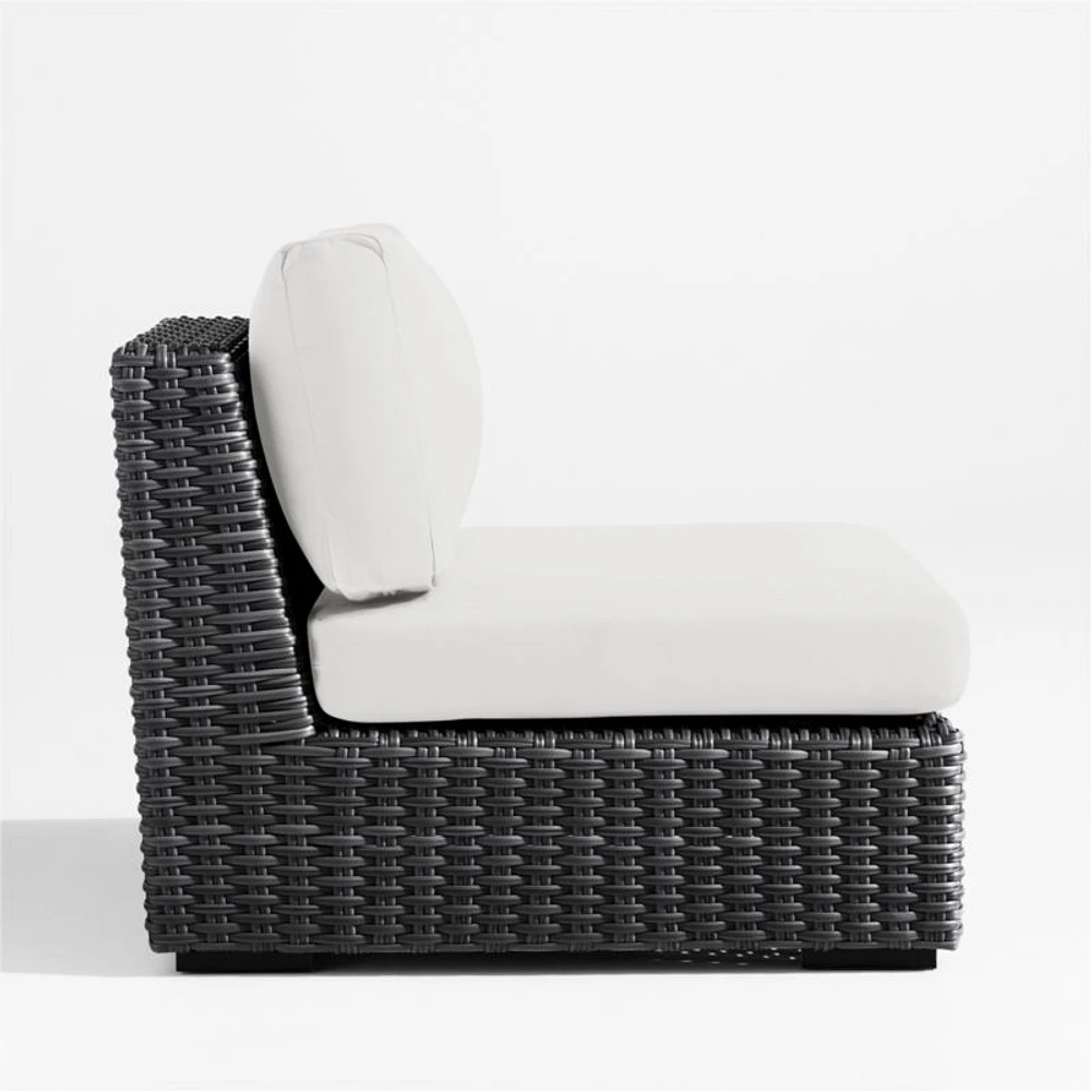 Abaco Resin Wicker Charcoal Grey Outdoor Armless Chair with Natural Sunbrella ® Cushion