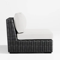 Abaco Resin Wicker Charcoal Grey Outdoor Armless Chair with Natural Sunbrella ® Cushion