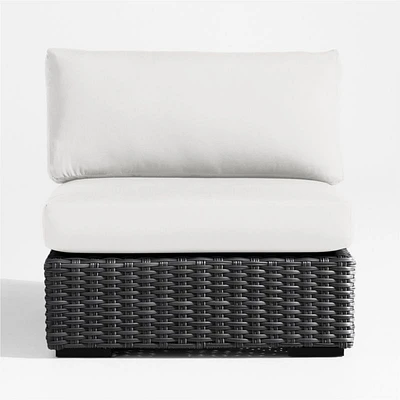 Abaco Resin Wicker Charcoal Grey Outdoor Armless Chair with Natural Sunbrella ® Cushion