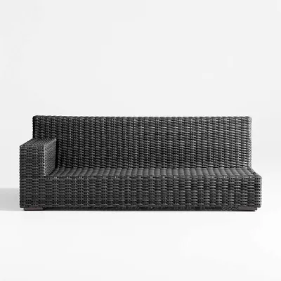 Abaco Resin Wicker Charcoal Grey Left-Arm Outdoor Sofa