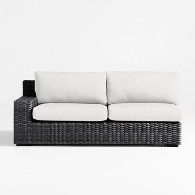 Abaco Charcoal Grey Resin Wicker Left-Arm Outdoor Sofa with Natural Sunbrella ® Cushions