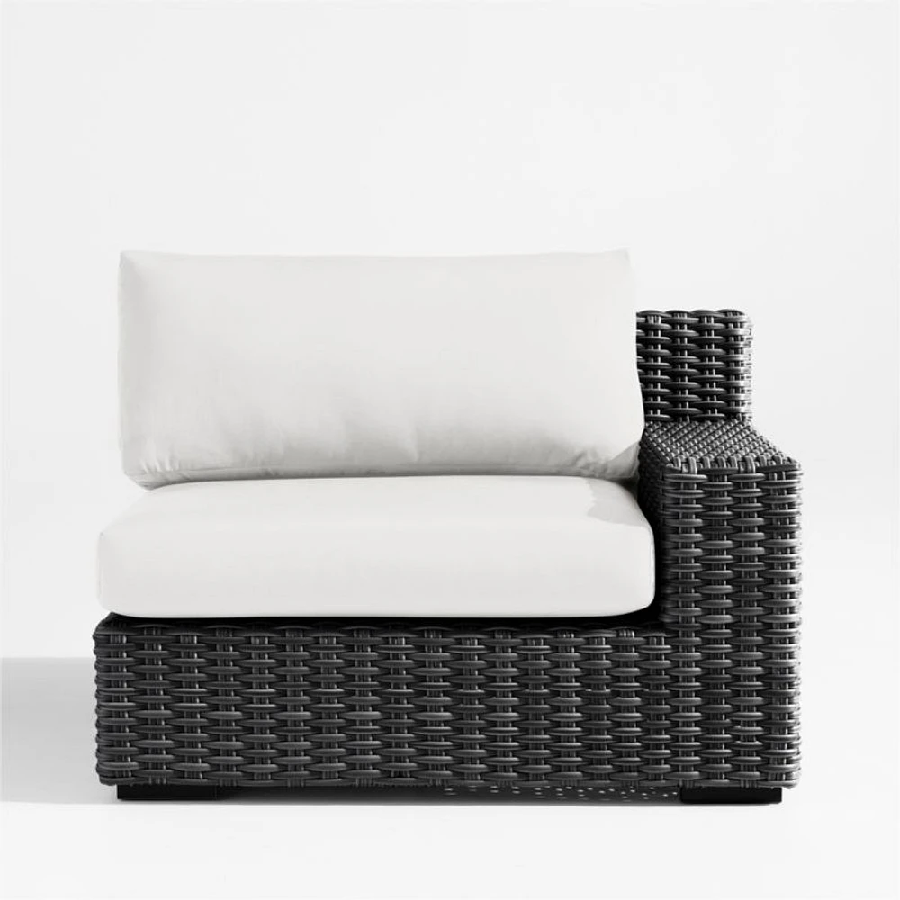 Abaco Charcoal Grey Resin Wicker Right-Arm Outdoor Lounge Chair with Natural Sunbrella ® Cushion