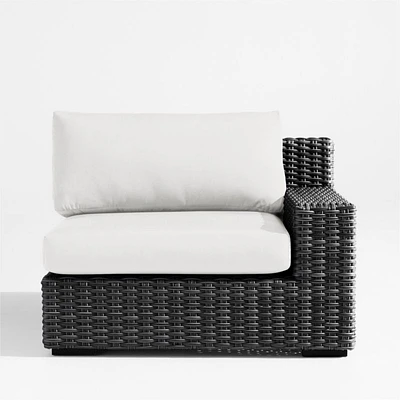 Abaco Charcoal Grey Resin Wicker Right-Arm Outdoor Lounge Chair with Natural Sunbrella ® Cushion