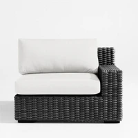 Abaco Charcoal Grey Resin Wicker Right-Arm Outdoor Lounge Chair with Natural Sunbrella ® Cushion