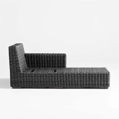 Abaco Resin Wicker Charcoal Grey Right-Arm Outdoor Chaise Lounge