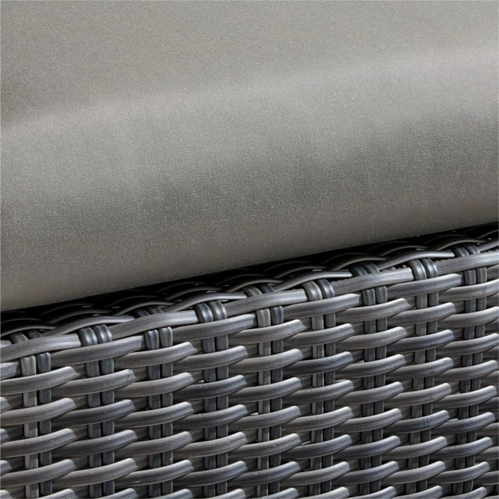 Abaco Charcoal Grey Resin Wicker Right-Arm Outdoor Sofa with Graphite Sunbrella ® Cushions