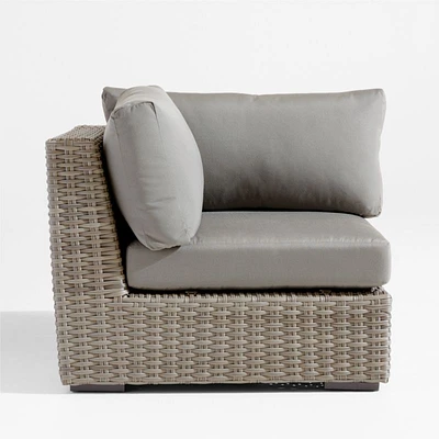 Abaco Resin Wicker Outdoor Corner Chair with Charcoal Sunbrella ® Cushions