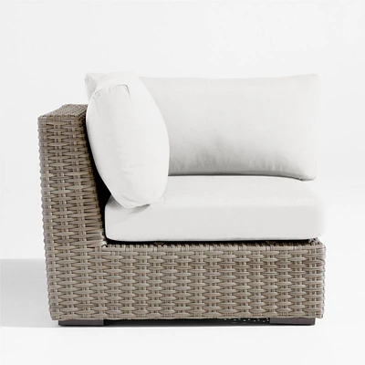 Abaco Resin Wicker Outdoor Corner Chair with Natural Sunbrella ® Cushions