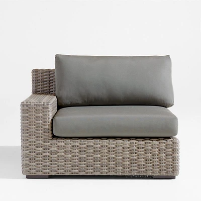 Abaco Grey Resin Wicker Left-Arm Outdoor Lounge Chair with Graphite Sunbrella ® Cushion