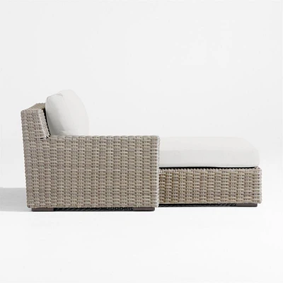 Abaco Resin Wicker Left-Arm Outdoor Chaise Lounge with Natural Sunbrella ® Cushion