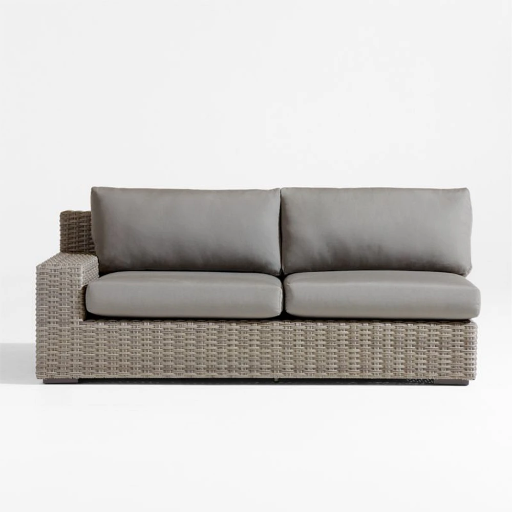 Abaco Resin Wicker Left-Arm Outdoor Sofa with Charcoal Sunbrella ® Cushions