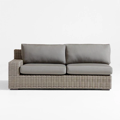 Abaco Resin Wicker Left-Arm Outdoor Sofa with Charcoal Sunbrella ® Cushions
