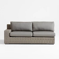 Abaco Resin Wicker Left-Arm Outdoor Sofa with Charcoal Sunbrella ® Cushions