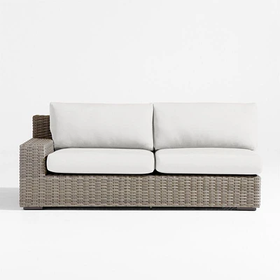 Abaco Resin Wicker Left-Arm Outdoor Sofa with Natural Sunbrella ® Cushions