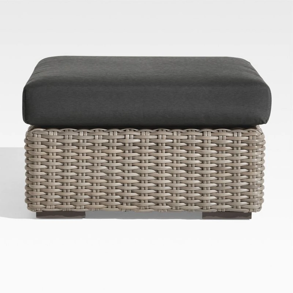 Abaco Resin Wicker Outdoor Ottoman with Charcoal Sunbrella ® Cushion
