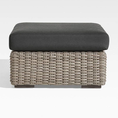 Abaco Resin Wicker Outdoor Ottoman with Charcoal Sunbrella ® Cushion