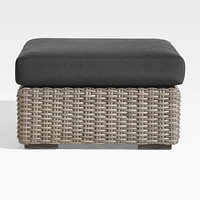 Abaco Resin Wicker Outdoor Ottoman with Charcoal Sunbrella ® Cushion