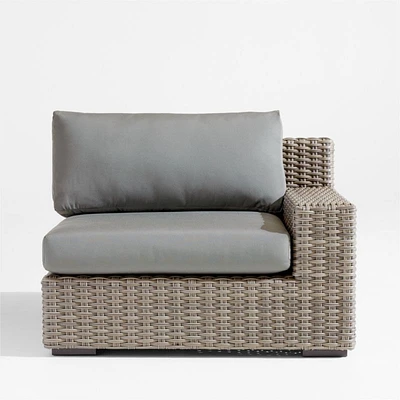 Abaco Grey Resin Wicker Right-Arm Outdoor Lounge Chair with Graphite Sunbrella ® Cushion