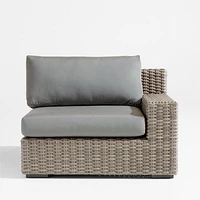 Abaco Grey Resin Wicker Right-Arm Outdoor Lounge Chair with Graphite Sunbrella ® Cushion
