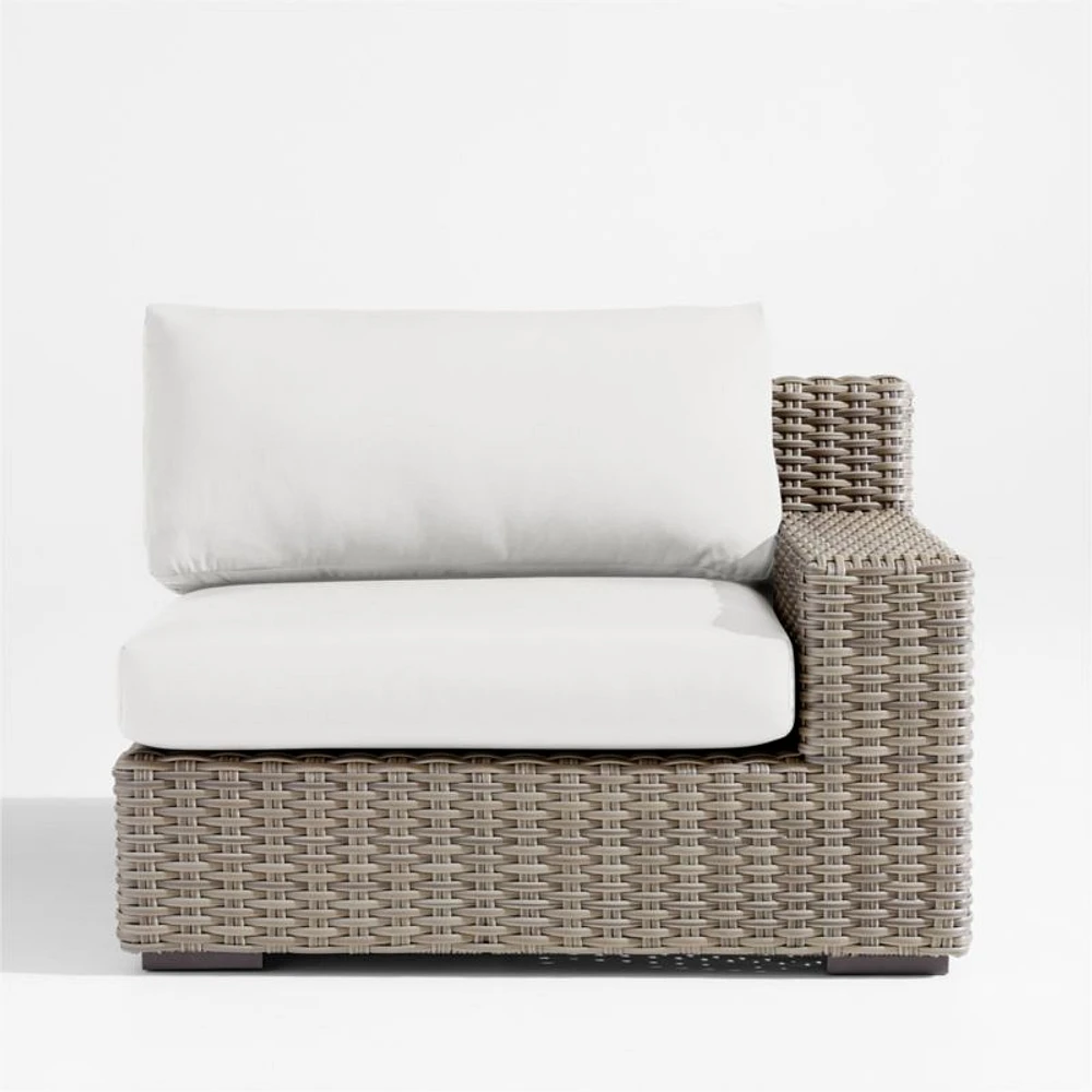 Abaco Resin Wicker Right-Arm Outdoor Lounge Chair with Natural Sunbrella ® Cushion
