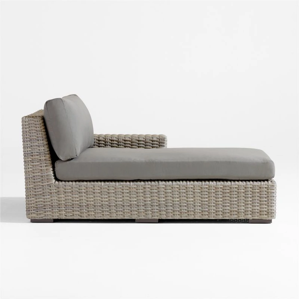 Abaco Resin Wicker Right-Arm Outdoor Chaise Lounge with Charcoal Sunbrella ® Cushion