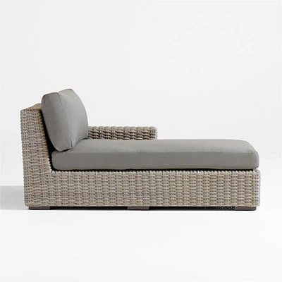Abaco Resin Wicker Right-Arm Outdoor Chaise Lounge with Charcoal Sunbrella ® Cushion
