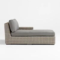 Abaco Resin Wicker Right-Arm Outdoor Chaise Lounge with Charcoal Sunbrella ® Cushion