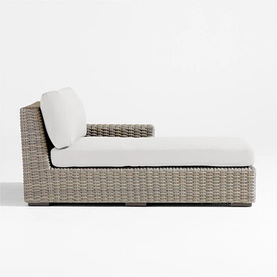 Abaco Resin Wicker Right-Arm Outdoor Chaise Lounge with Natural Sunbrella ® Cushion