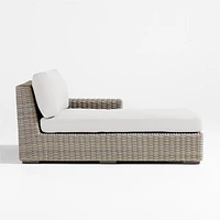 Abaco Resin Wicker Right-Arm Outdoor Chaise Lounge with Natural Sunbrella ® Cushion
