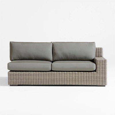 Abaco Resin Wicker Right-Arm Outdoor Sofa with Charcoal Sunbrella ® Cushions