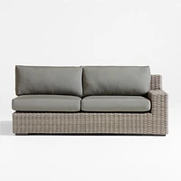 Abaco Resin Wicker Right-Arm Outdoor Sofa with Charcoal Sunbrella ® Cushions