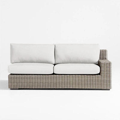 Abaco Resin Wicker Right-Arm Outdoor Sofa with Natural Sunbrella ® Cushions