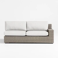 Abaco Resin Wicker Right-Arm Outdoor Sofa with Natural Sunbrella ® Cushions