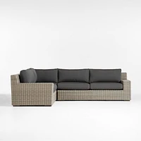 Abaco Grey Resin Wicker -Piece Left-Arm Chair Petite L-Shaped Outdoor Sectional Sofa with Charcoal Sunbrella ® Cushions